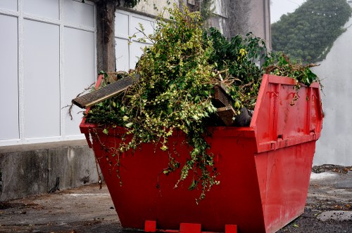 Heavy machinery used in demolition waste removal